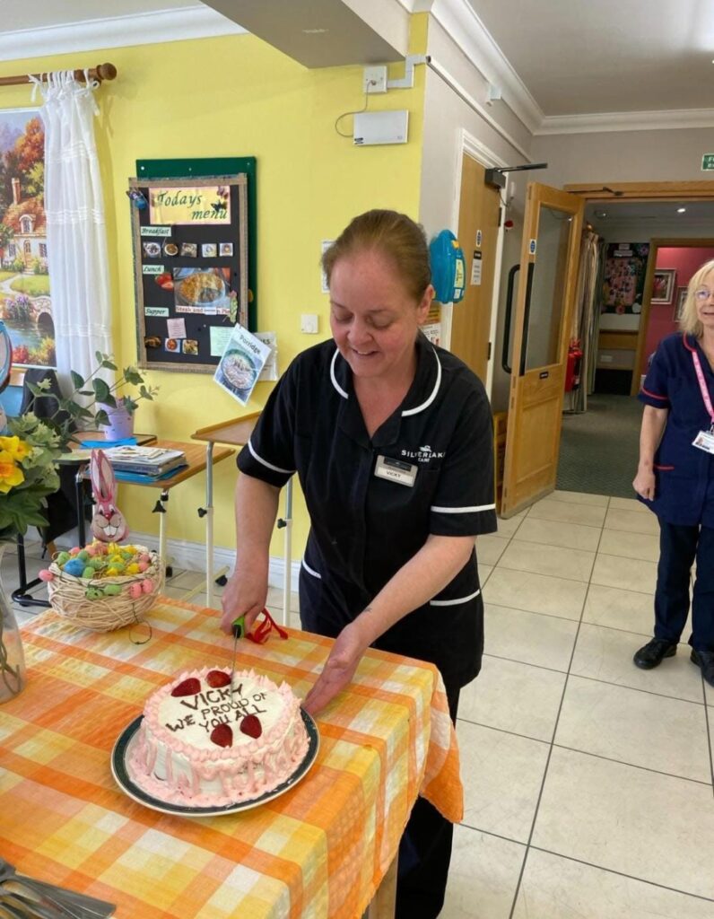 celebration cake in care home
